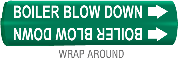 Boiler Blow Down Snap-Around & Strap-On Pipe Marker