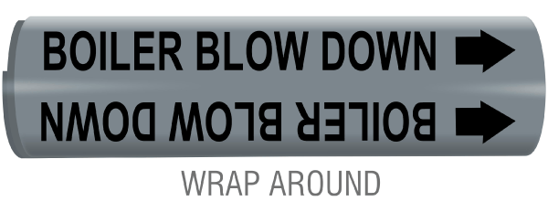 Boiler Blow Down Snap-Around and Strap-On Pipe Marker