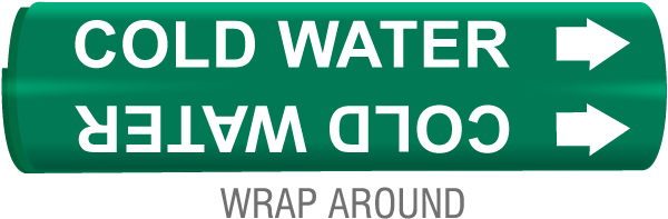 Cold Water Wrap Around & Strap On Pipe Marker