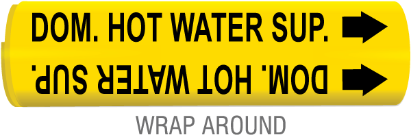 Dom. Hot Water Sup. Snap-Around & Strap-On Pipe Marker