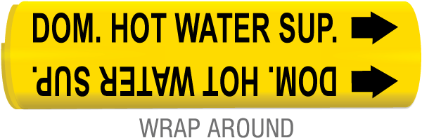 Dom. Hot Water Sup. Wrap Around & Strap On Pipe Marker