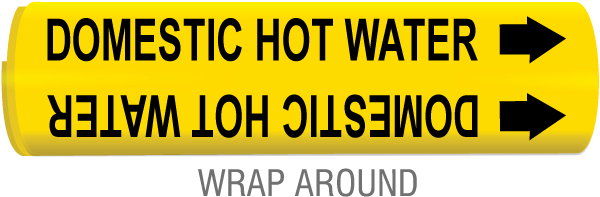 Domestic Hot Water Wrap Around & Strap On Pipe Marker