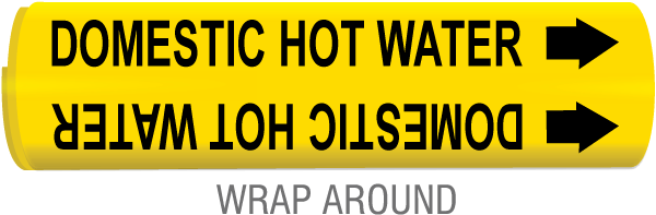 Domestic Hot Water Snap-Around & Strap-On Pipe Marker