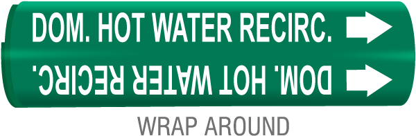 Dom. Hot Water Recirc. Snap-Around & Strap-On Pipe Marker