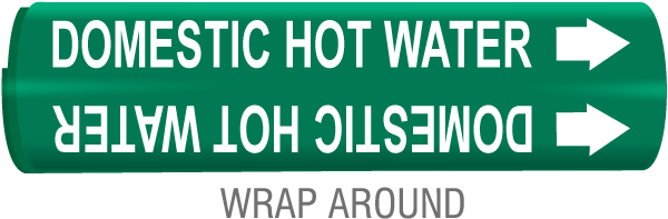 Domestic Hot Water Snap-Around & Strap-On Pipe Marker
