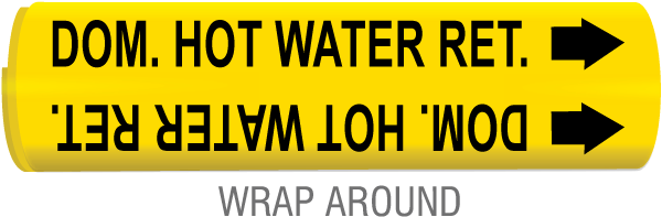Dom. Hot Water Ret. Wrap Around & Strap On Pipe Marker