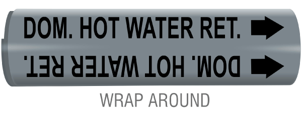 Dom. Hot Water Ret. Snap-Around and Strap-On Pipe Marker