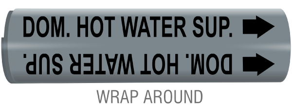 Dom. Hot Water Sup. Snap-Around and Strap-On Pipe Marker