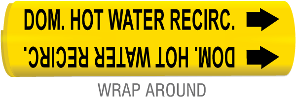 Dom. Hot Water Recirc. Snap-Around & Strap-On Pipe Marker