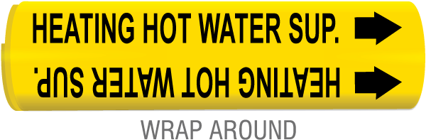 Heating Hot Water Sup Snap-Around & Strap-On Pipe Marker