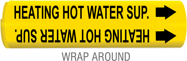 Heating Hot Water Sup Wrap Around & Strap On Pipe Marker