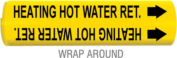 Heating Hot Water Ret Snap-Around & Strap-On Pipe Marker