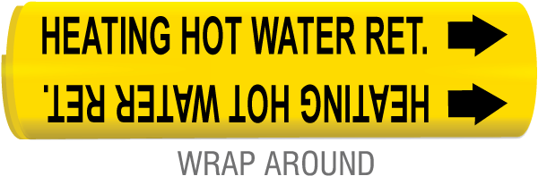 Heating Hot Water Ret Wrap Around & Strap On Pipe Marker
