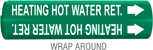Heating Hot Water Ret Snap-Around & Strap-On Pipe Marker