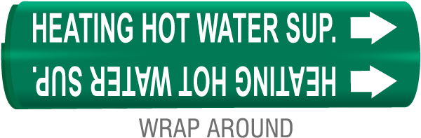 Heating Hot Water Sup Snap-Around & Strap-On Pipe Marker