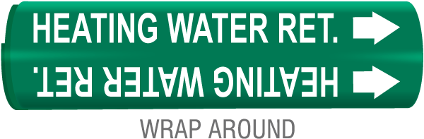 Heating Water Ret. Snap-Around & Strap-On Pipe Marker