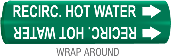 Recirc. Hot Water Snap-Around & Strap-On Pipe Marker