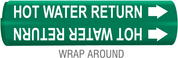 Hot Water Return Snap-Around & Strap-On Pipe Marker