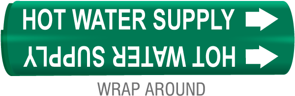 Hot Water Supply Snap-Around & Strap-On Pipe Marker