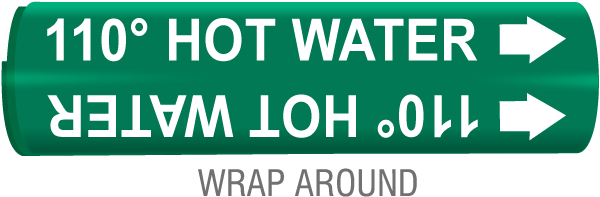 110 Hot Water Wrap Around & Strap On Pipe Marker