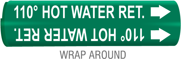 110 Hot Water Ret. Snap-Around & Strap-On Pipe Marker