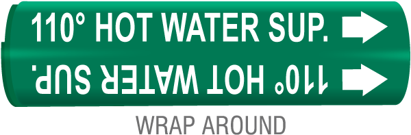 110 Hot Water Sup. Snap-Around & Strap-On Pipe Marker