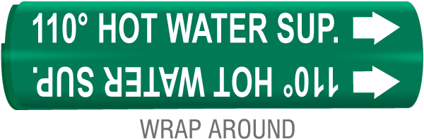 110 Hot Water Sup. Wrap Around & Strap On Pipe Marker