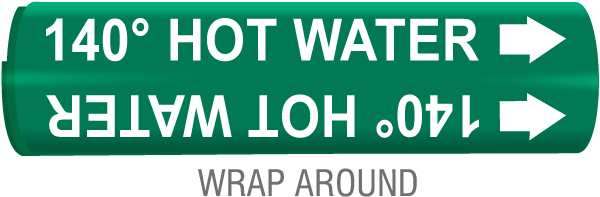 140 Hot Water Wrap Around & Strap On Pipe Marker