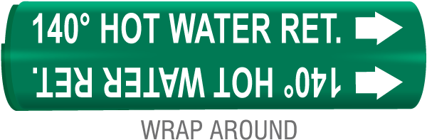 140 Hot Water Ret. Wrap Around & Strap On Pipe Marker
