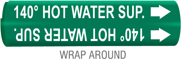 140 Hot Water Sup. Snap-Around & Strap-On Pipe Marker