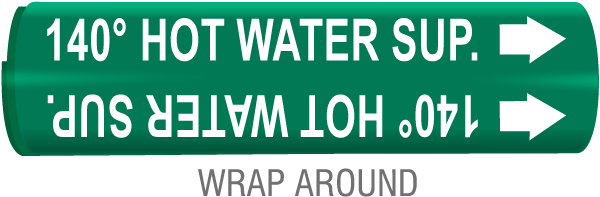 140 Hot Water Sup. Wrap Around & Strap On Pipe Marker
