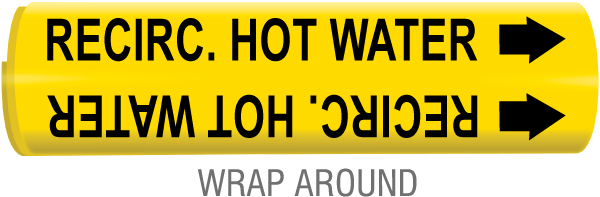 Recirc. Hot Water Snap-Around & Strap-On Pipe Marker