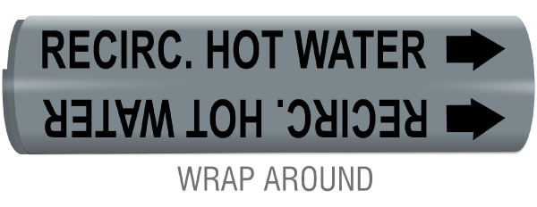 Recirc. Hot Water Snap-Around and Strap-On Pipe Marker
