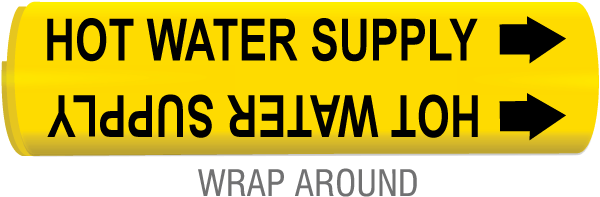 Hot Water Supply Snap-Around & Strap-On Pipe Marker