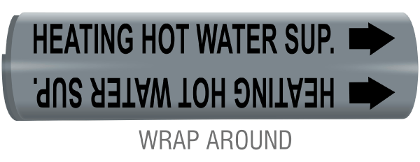 Heating Hot Water Sup Snap-Around and Strap-On Pipe Marker