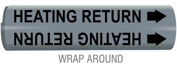 Heating Return Snap-Around and Strap-On Pipe Marker