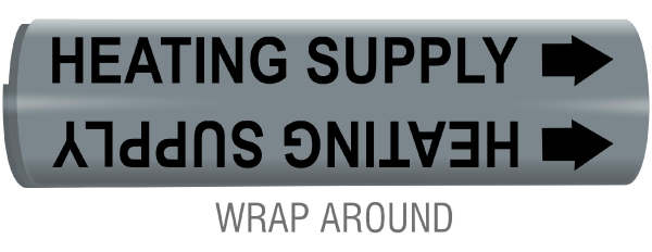Heating Supply Snap-Around and Strap-On Pipe Marker