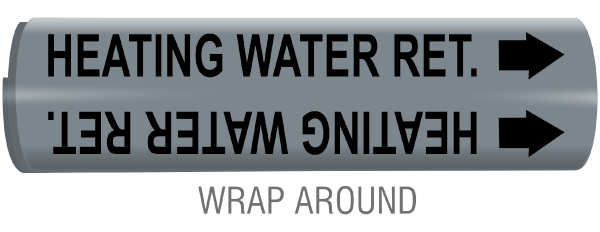 Heating Water Ret. Snap-Around and Strap-On Pipe Marker