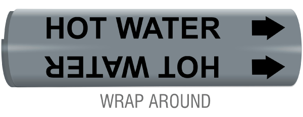 Hot Water Snap-Around and Strap-On Pipe Marker
