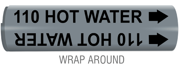 110 Hot Water Snap-Around and Strap-On Pipe Marker