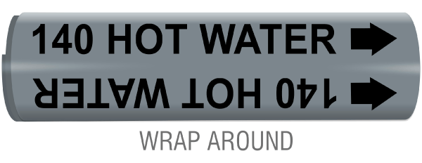 140 Hot Water Snap-Around and Strap-On Pipe Marker