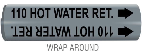 110 Hot Water Ret. Snap-Around and Strap-On Pipe Marker