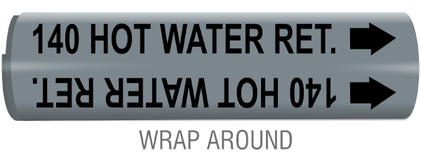 140 Hot Water Ret. Snap-Around and Strap-On Pipe Marker