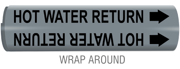 Hot Water Return Snap-Around and Strap-On Pipe Marker