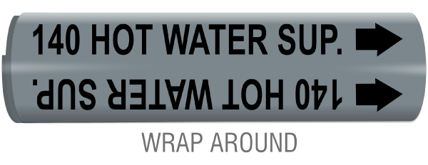 140 Hot Water Sup. Snap-Around and Strap-On Pipe Marker