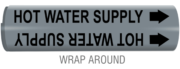 Hot Water Supply Snap-Around and Strap-On Pipe Marker
