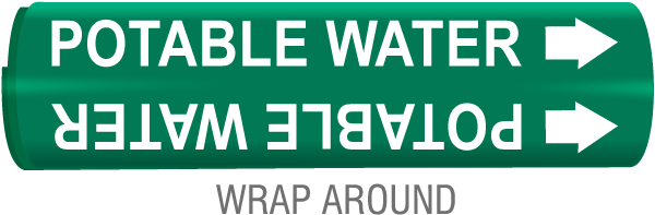 Potable Water Wrap Around & Strap On Pipe Marker