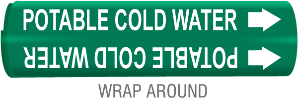 Potable Cold Water Snap-Around & Strap-On Pipe Marker