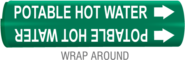 Potable Hot Water Wrap Around & Strap On Pipe Marker