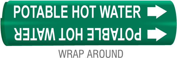 Potable Hot Water Snap-Around & Strap-On Pipe Marker